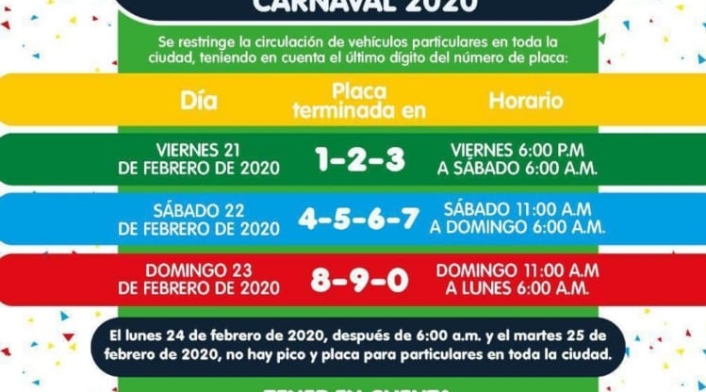 Pico y Placa Carnavales