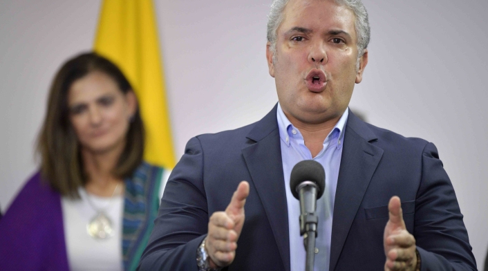 Presidente Iván Duque, haciendo anuncios desde la Casa de Nariño.