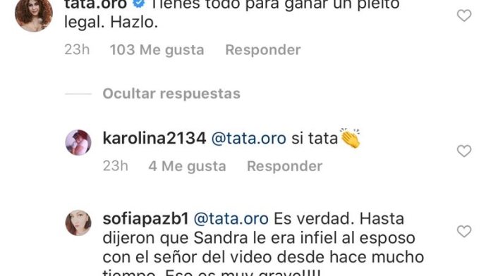 Captura de Instagram - Sandra Barrios