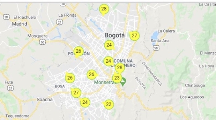 Reporte calidad del aire en Bogotá al 29 de marzo de 2020