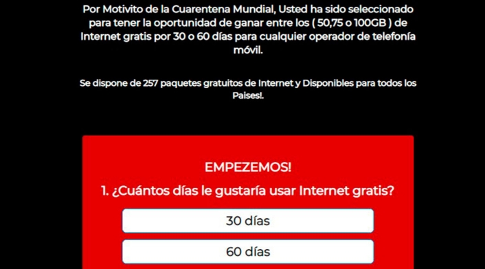 Estafa de internet gratis