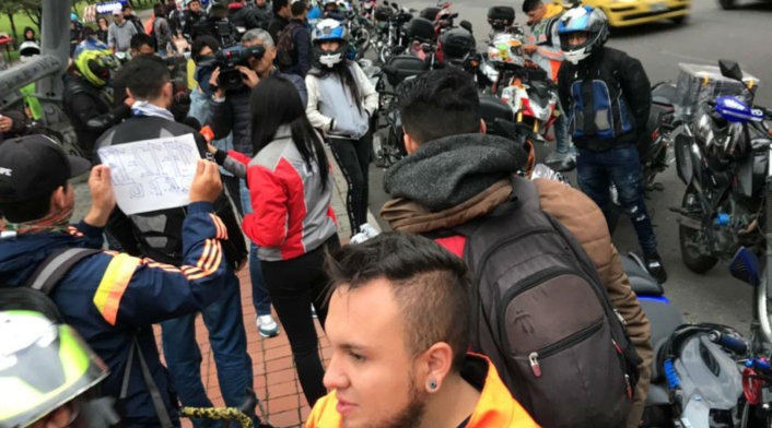 Protesta de motociclistas en Bogotá