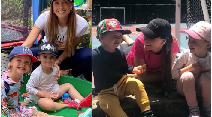 Laura Acuña y sus dos hijos, Helena y Nicolás