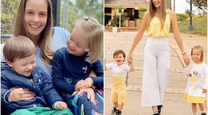 Laura Acuña y sus dos hijos: Helena y Nicolás