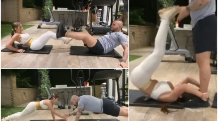 Paola Jara y Jessi Uribe haciendo ejercicio