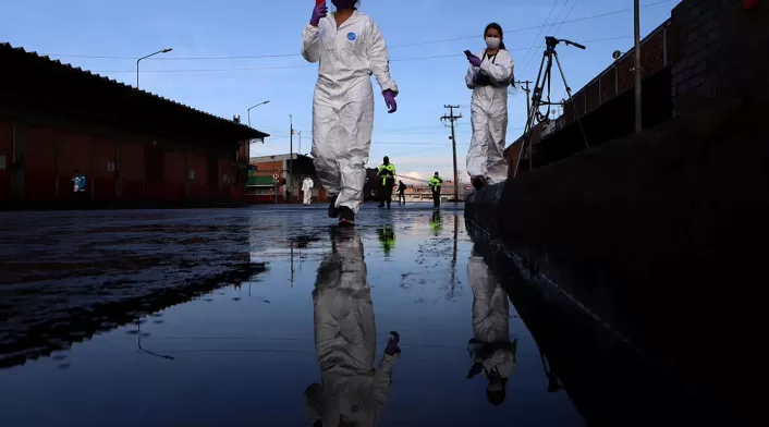Así fue el proceso de desinfección de Corabastos en Bogotá en medio de la amenaza del coronavirus.