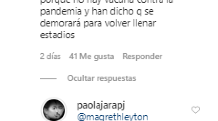 Captura del Instagram de Paola Jara