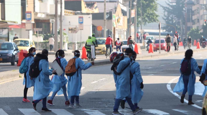 Desinfección en Chapinero / Alerta naranja en Bogotá por coronavirus