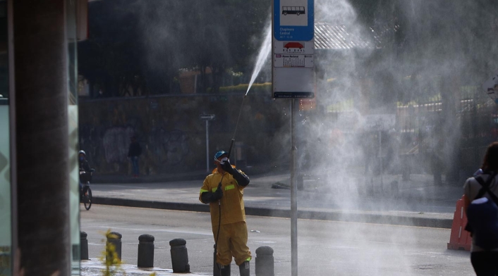 Desinfección en Chapinero / Alerta naranja en Bogotá por coronavirus
