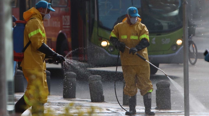 Desinfección en Chapinero / Alerta naranja en Bogotá por coronavirus