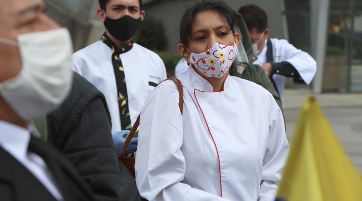 Protesta de meseros en Corferias