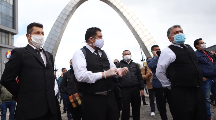 Protesta de meseros en Corferias