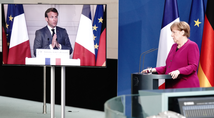 Emmanuel Macron, presidente de Francia y Angela Merkel, canciller de Alemania