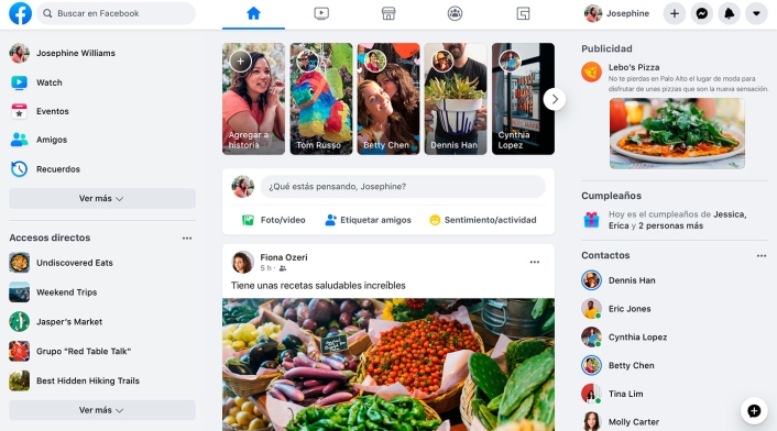 Nuevo diseño de Facebook