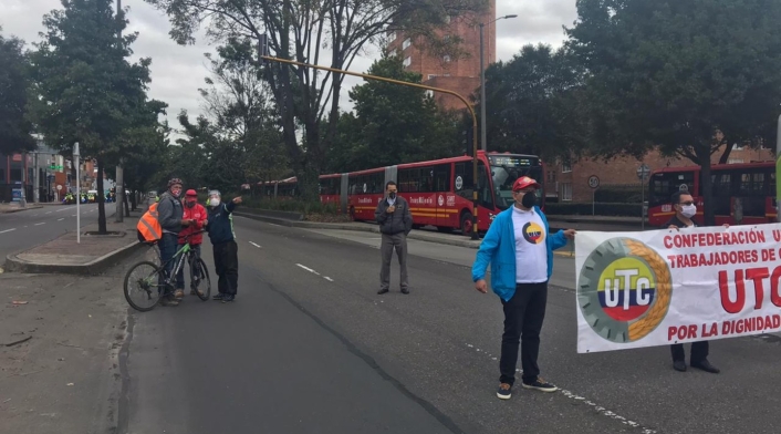 Protesta de conductores de Transmilenio en medio de cuarentena