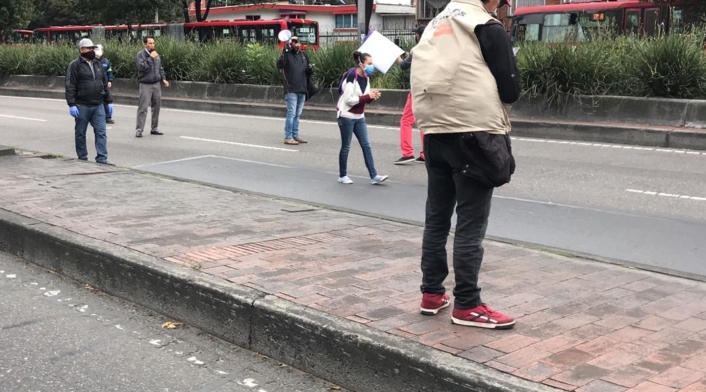 Protesta de conductores de Transmilenio en medio de cuarentena