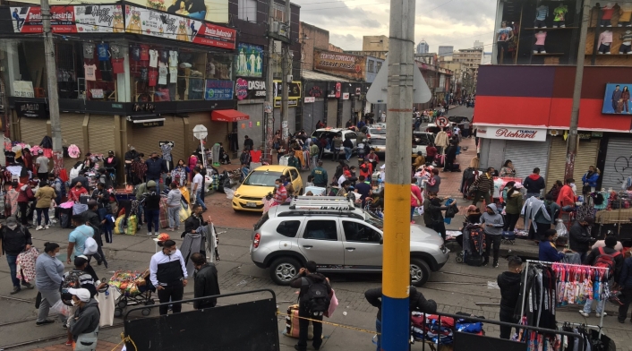 Vendedores en el sector de San Victorino, en Bogotá