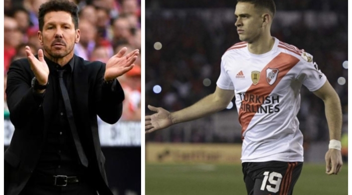 Diego Simeone y Rafael Santos Borré