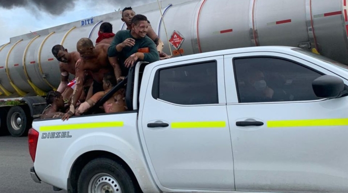 Camión accidentado con gasolina explotó Magdalena