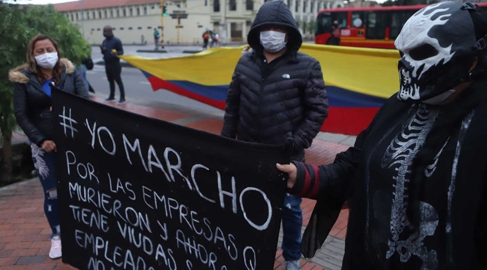 Protesta de comerciantes en Bogotá