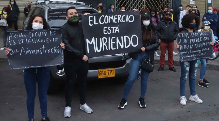 Protesta de comerciantes en Bogotá