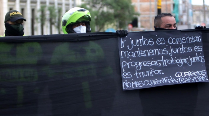 Protesta de comerciantes en Bogotá