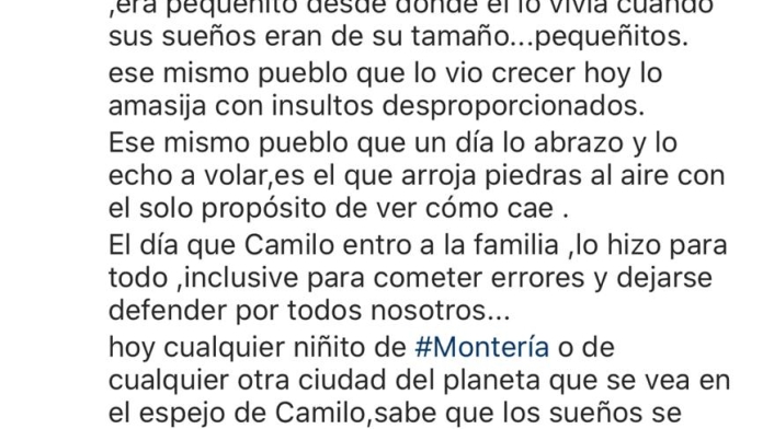 Captura del Instagram de Camilo