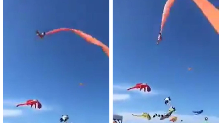 Niña enredada en cometa en Taiwán