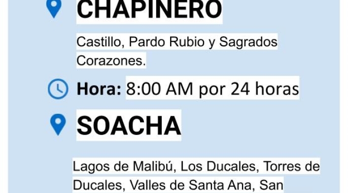 Cortes de agua en Bogotá y Soacha para el miércoles 19 de agosto