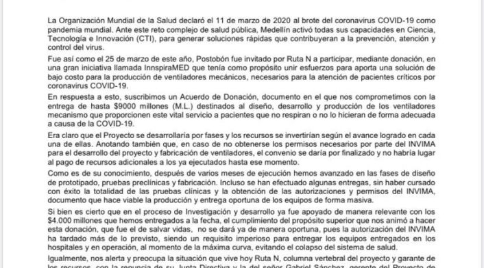 Carta Postobón