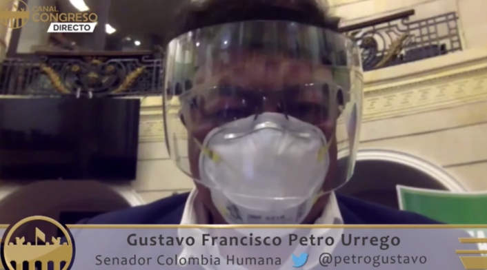 Gustavo Petro en sesión virtual por pandemia