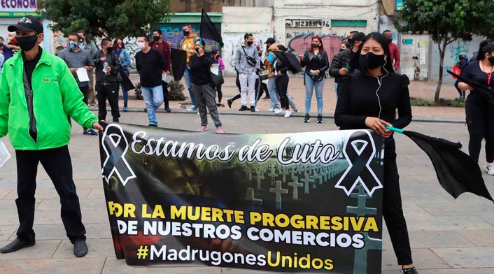 Comerciantes de San Victorino protestan ante la cuarentena