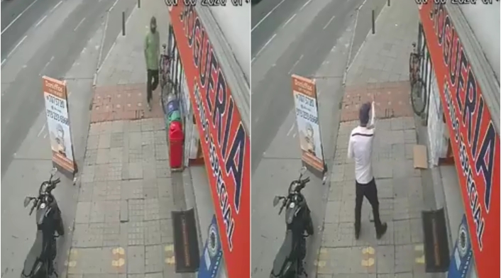 Se roban hasta las canecas de la basura en negocio de Bogotá