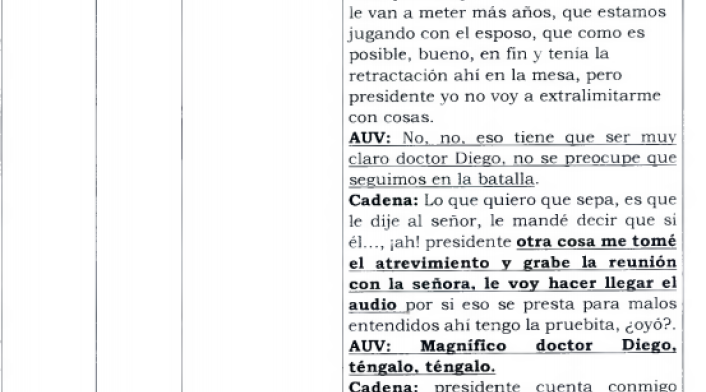 Conversación Uribe y abogado Cadena