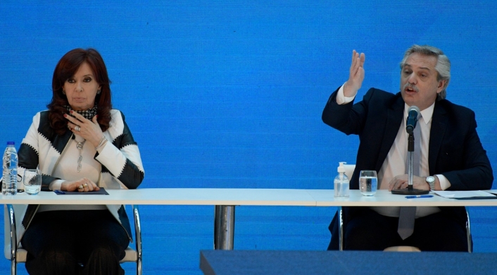 Cristina Fernández junto al presidente Alberto Fernández