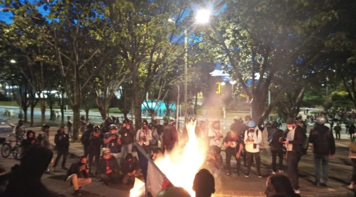 Protesta en el centro de Bogotá