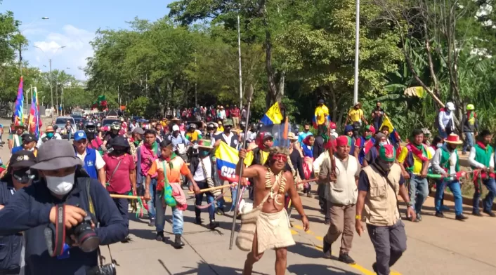 Minga indígena en su paso por Cali