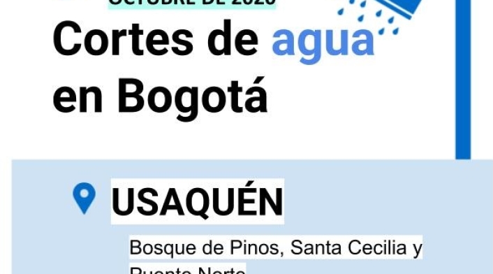 Cortes de agua en Bogotá para el viernes 02 de octubre