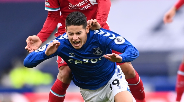 Everton vs Liverpool, James Rodríguez