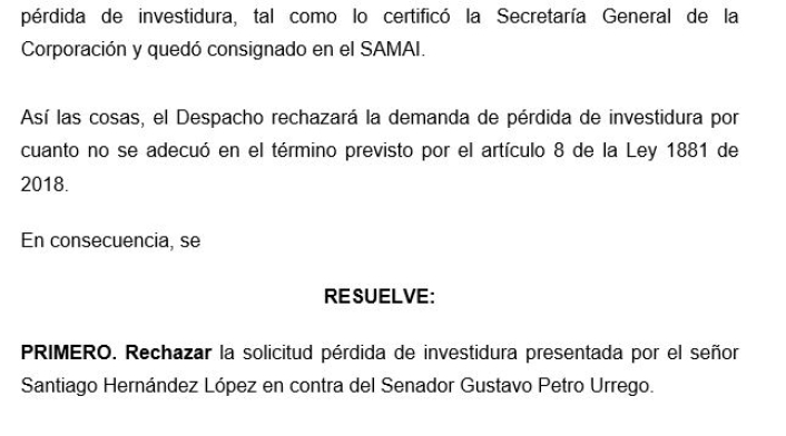 CONSEJO DE ESTADO RECHAZA DEMANDA CONTRA PETRO