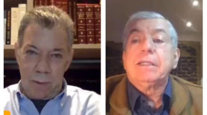 Juan Manuel Santos y César Gaviria en foro sobre la guerra contra las drogas.
