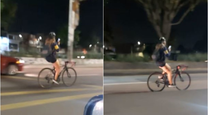 Ciclista conduce a alta velocidad mientras chatea en transitada vía de Bogotá