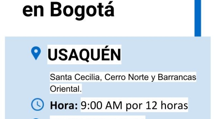 Cortes de agua para el 20 de noviembre en Bogotá