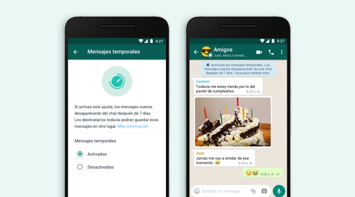 Mensajes temporales en WhatsApp