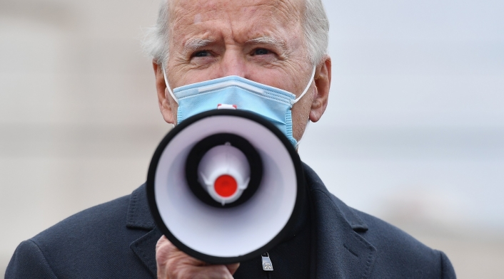 Joe Biden en acto de campaña en elecciones en EEUU 2020