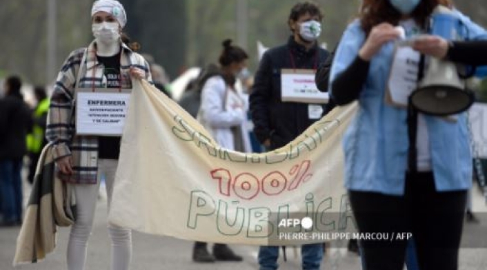 Manifestación de médicos en Madrid, España