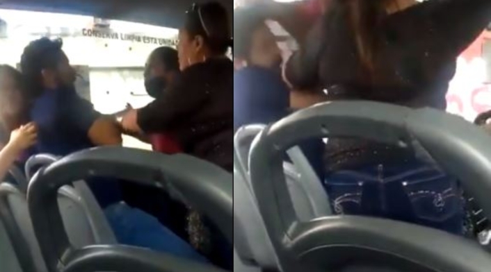 Estaba en el bus con su novia pero se encontró a su esposa y su suegra