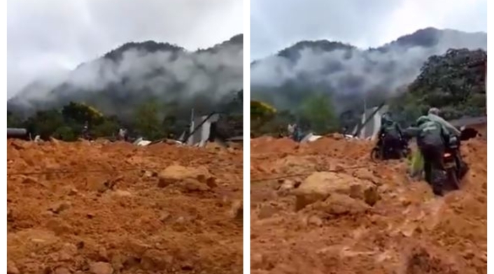 Derrumbe en autopista Medellín – Bogotá en diciembre de 2020
