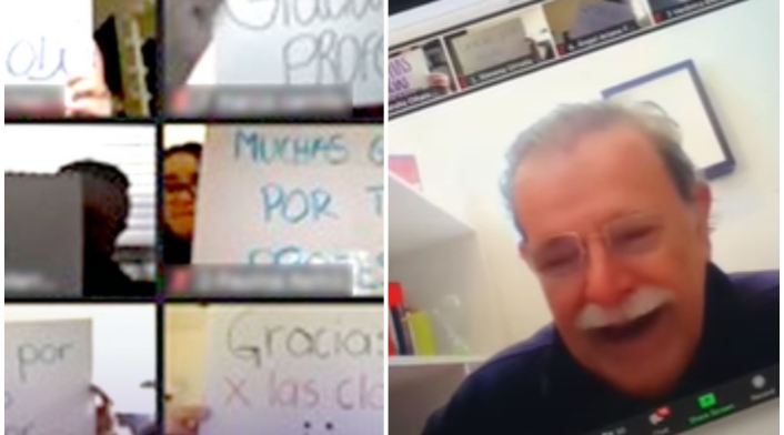 Profesor recibe conmovedor homenaje de sus alumnos en clase virtual