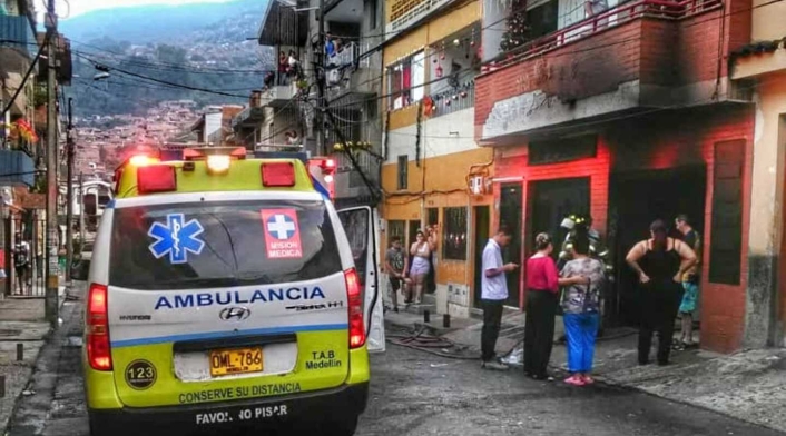 Lugar del incendio en el barrio Buenos Aires de Medellín.
